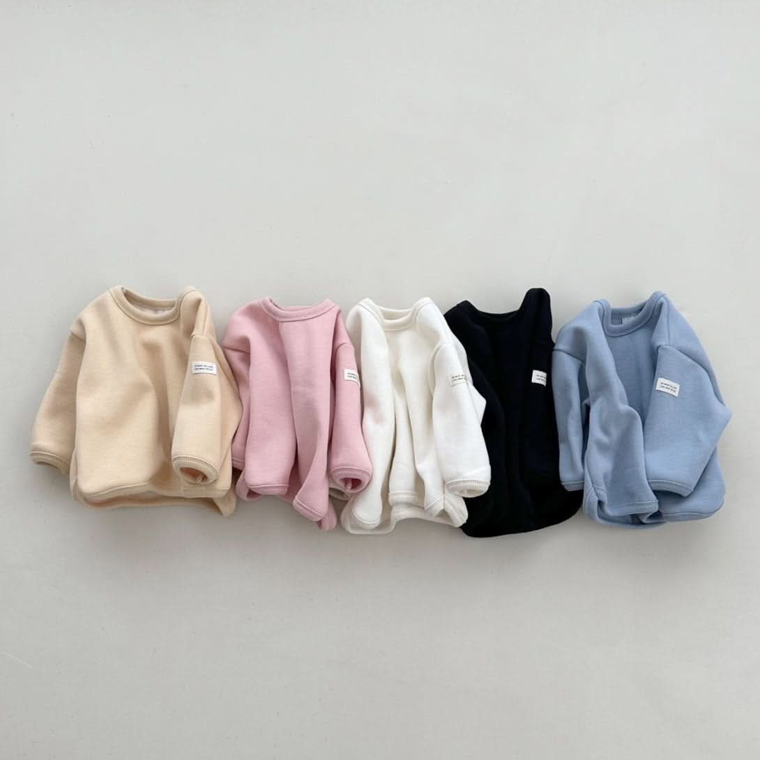 Kids W24 Warm Brushed Fabric Curved Hem Top (4m - 6y) - 5 Colors kids outfit