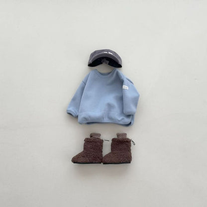 Kids W24 Warm Brushed Fabric Curved Hem Top (4m - 6y) - 5 Colors kids outfit