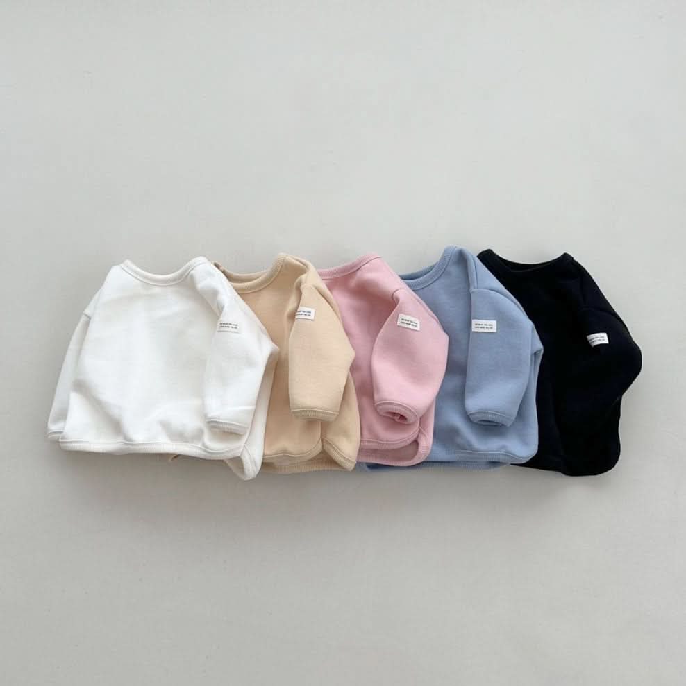 Kids W24 Warm Brushed Fabric Curved Hem Top (4m - 6y) - 5 Colors kids outfit