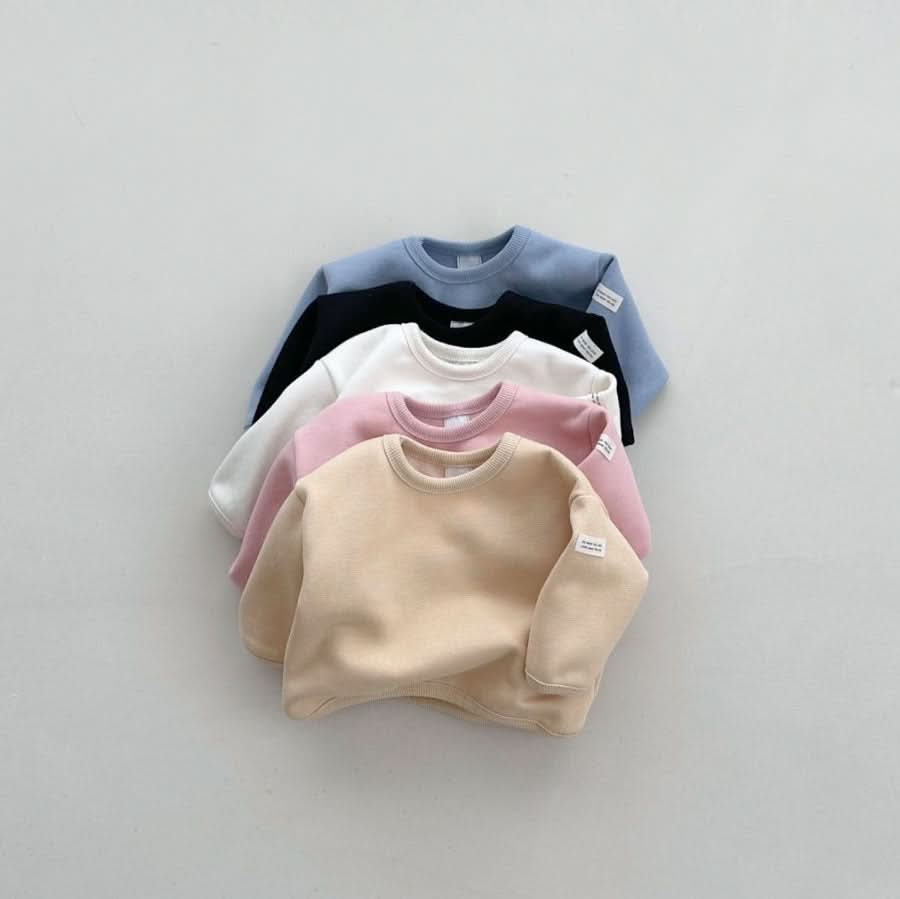 Kids W24 Warm Brushed Fabric Curved Hem Top (4m - 6y) - 5 Colors kids outfit