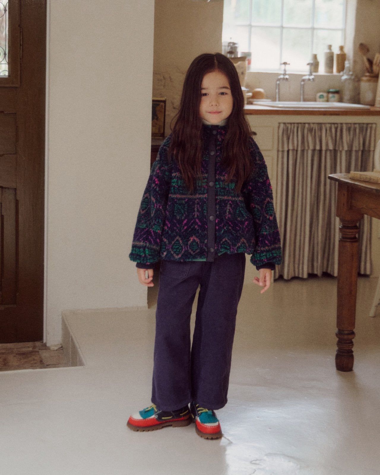Kids W25 Corduroy Pull - on Pants(3 - 8y) - Purple Navy kids outfit