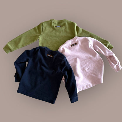 Kids W25 Crew Neck Basic Long Sleeve Top (2 - 7y) - 3 Colors kids outfit