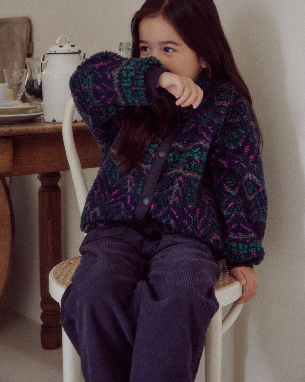 Kids W25 Fair Isle Sherpa Mock Neck Jacket(3 - 8y) - 2 Colors kids outfit