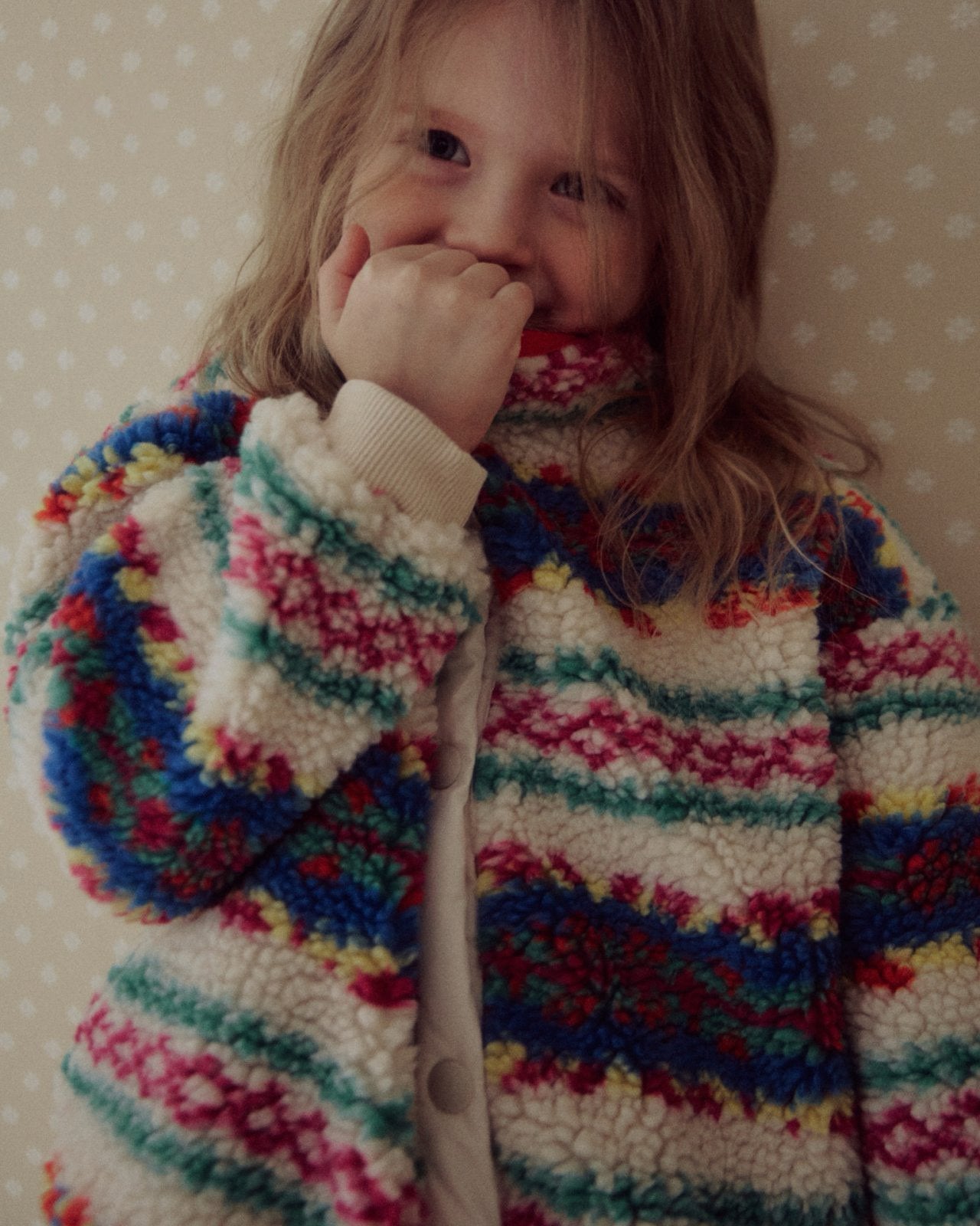 Kids W25 Fair Isle Sherpa Mock Neck Jacket(3 - 8y) - 2 Colors kids outfit
