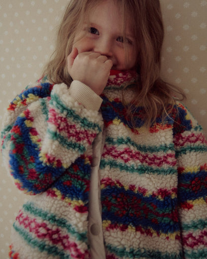 Kids W25 Fair Isle Sherpa Mock Neck Jacket(3 - 8y) - 2 Colors kids outfit