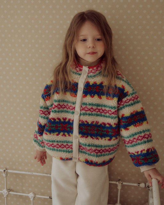 Kids W25 Fair Isle Sherpa Mock Neck Jacket(3 - 8y) - 2 Colors kids outfit