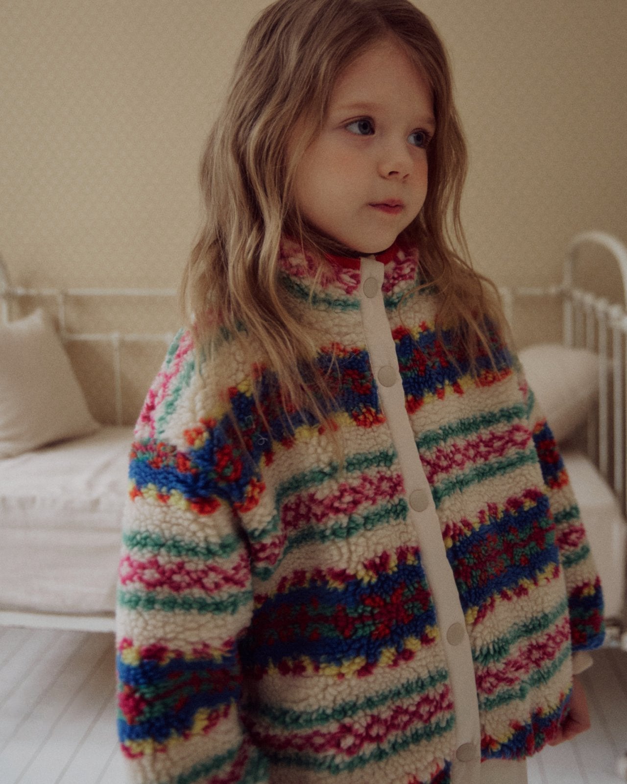 Kids W25 Fair Isle Sherpa Mock Neck Jacket(3 - 8y) - 2 Colors kids outfit