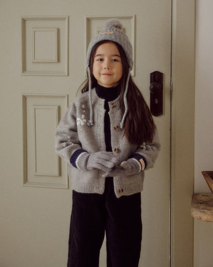 Kids W25 Floral Jacquard Cadigan(3 - 8y) - Gray kids outfit