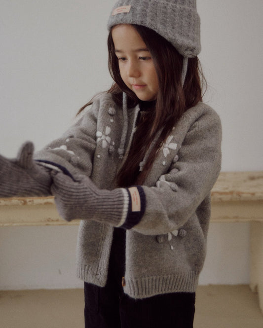Kids W25 Floral Jacquard Cadigan(3 - 8y) - Gray kids outfit