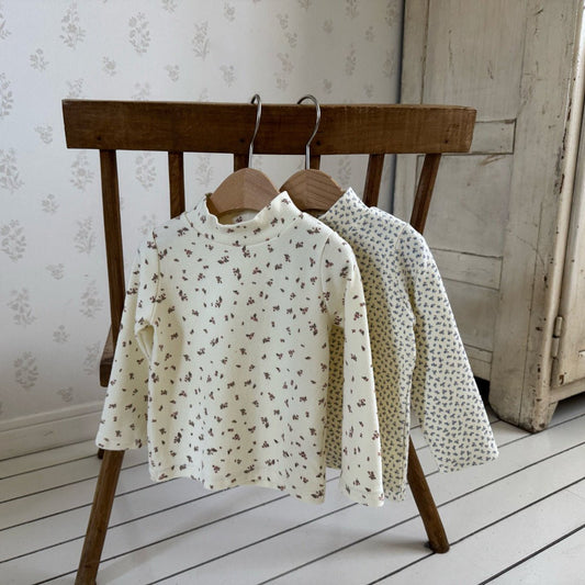Kids W25 Floral Mock Neck Long Sleeve Top (1 - 6y) - 2 Colors kids outfit