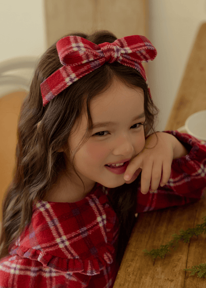 Kids W25 Holiday Plaid Big Collar Frill Dress (2 - 7y) - Red Blue kids outfit