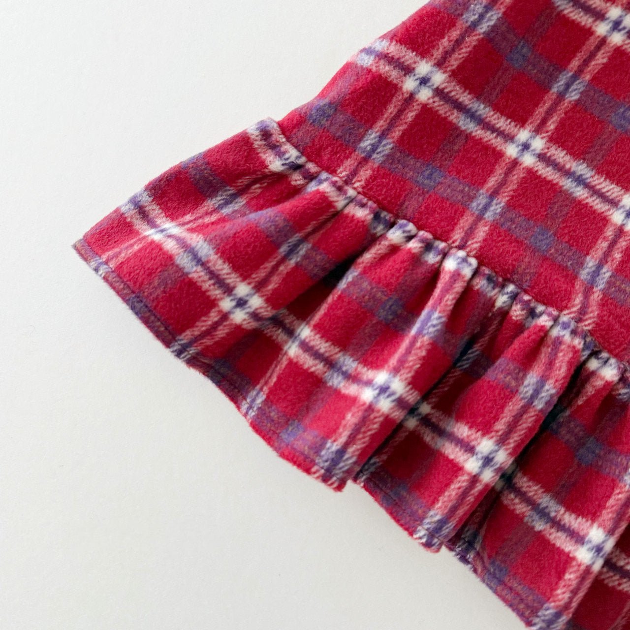 Kids W25 Holiday Plaid Big Collar Frill Dress (2 - 7y) - Red Blue kids outfit