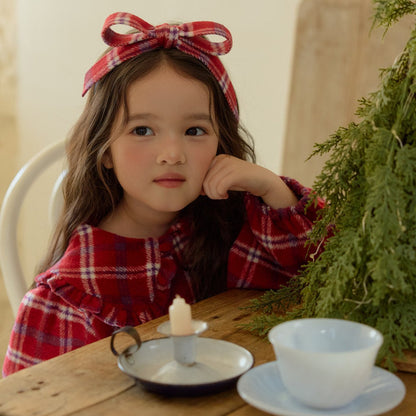 Kids W25 Holiday Plaid Big Collar Frill Dress (2 - 7y) - Red Blue kids outfit