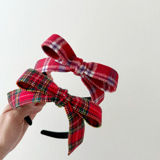 Kids W25 Holiday Plaid Bow Headband - 2 Colors kids outfit