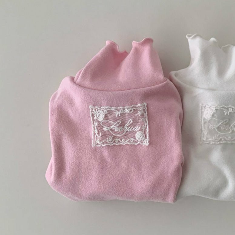 Kids W25 Lettuce - Edge Mock Neck Long Sleeve Top (1 - 6y) - Pink kids outfit