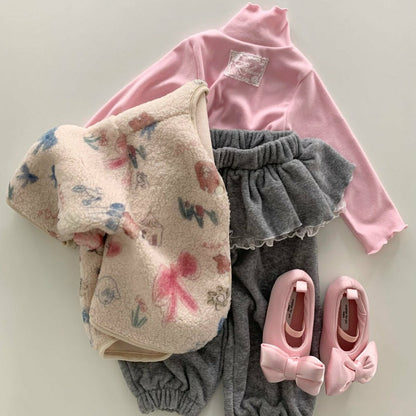 Kids W25 Lettuce - Edge Mock Neck Long Sleeve Top (1 - 6y) - Pink kids outfit