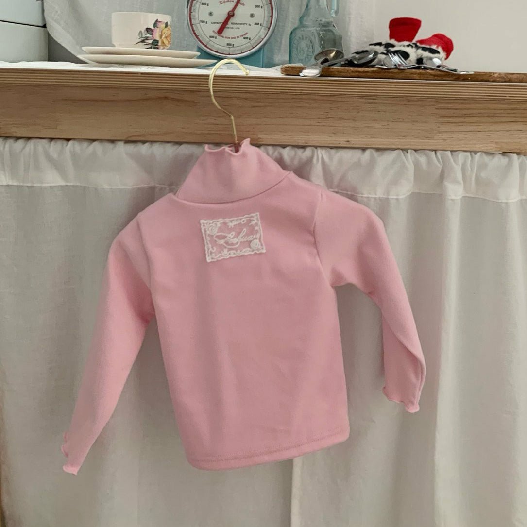 Kids W25 Lettuce - Edge Mock Neck Long Sleeve Top (1 - 6y) - Pink kids outfit