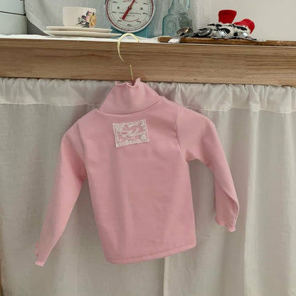 Kids W25 Lettuce - Edge Mock Neck Long Sleeve Top (1 - 6y) - Pink kids outfit