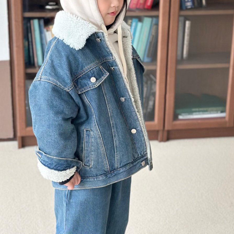 Kids W25 Sherpa Lined Denim Jacket (2 - 10y) - 2 Colors kids outfit