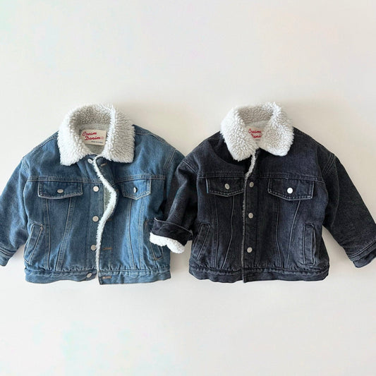 Kids W25 Sherpa Lined Denim Jacket (2 - 10y) - 2 Colors kids outfit