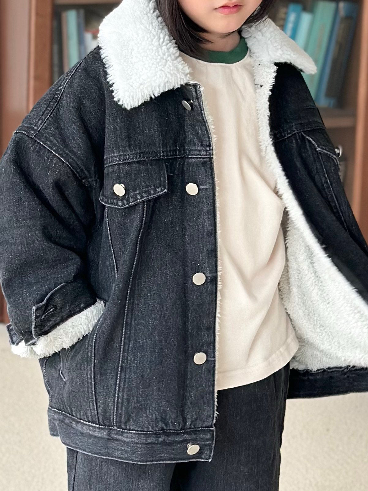 Kids W25 Sherpa Lined Denim Jacket (2 - 10y) - 2 Colors kids outfit