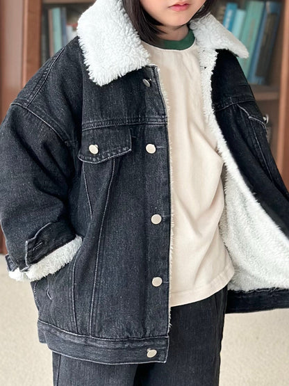 Kids W25 Sherpa Lined Denim Jacket (2 - 10y) - 2 Colors kids outfit