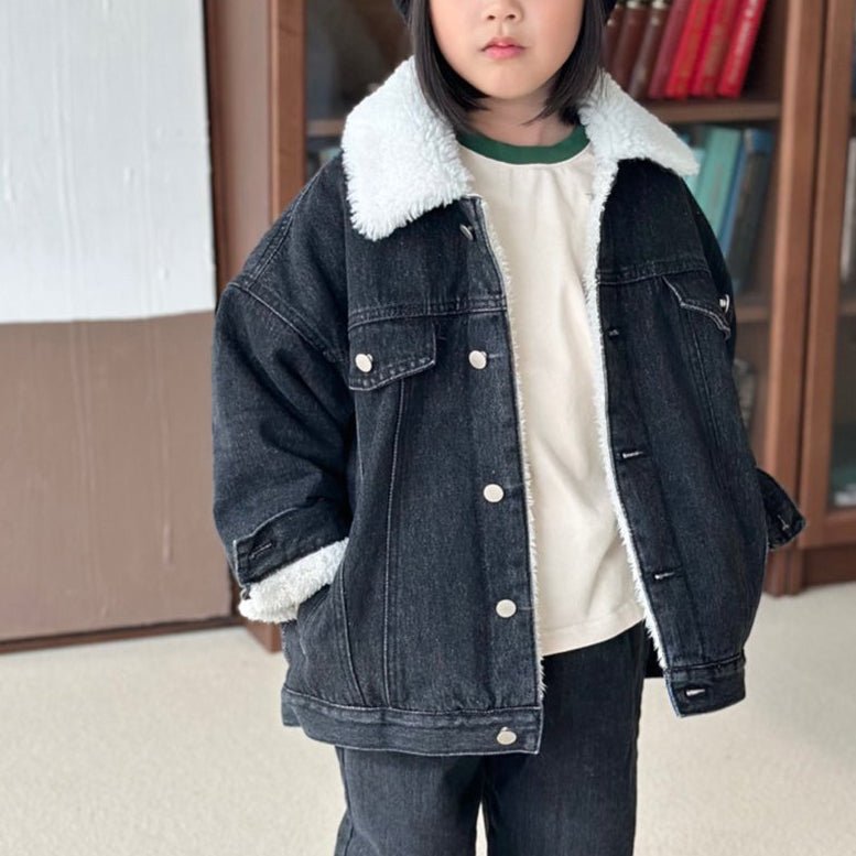 Kids W25 Sherpa Lined Denim Jacket (2 - 10y) - 2 Colors kids outfit
