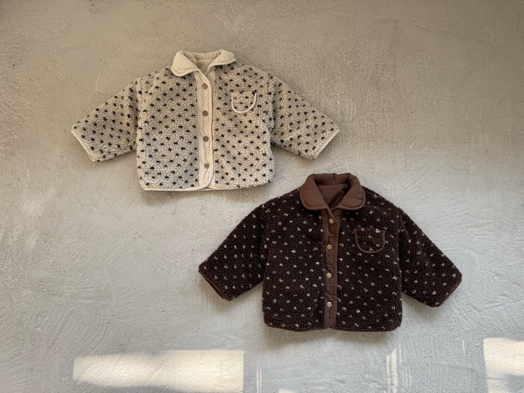 Kids W25 Sherpa Lined Reversible Padded Jacket with Collar (1 - 6y) - 2 Colors kids outfit