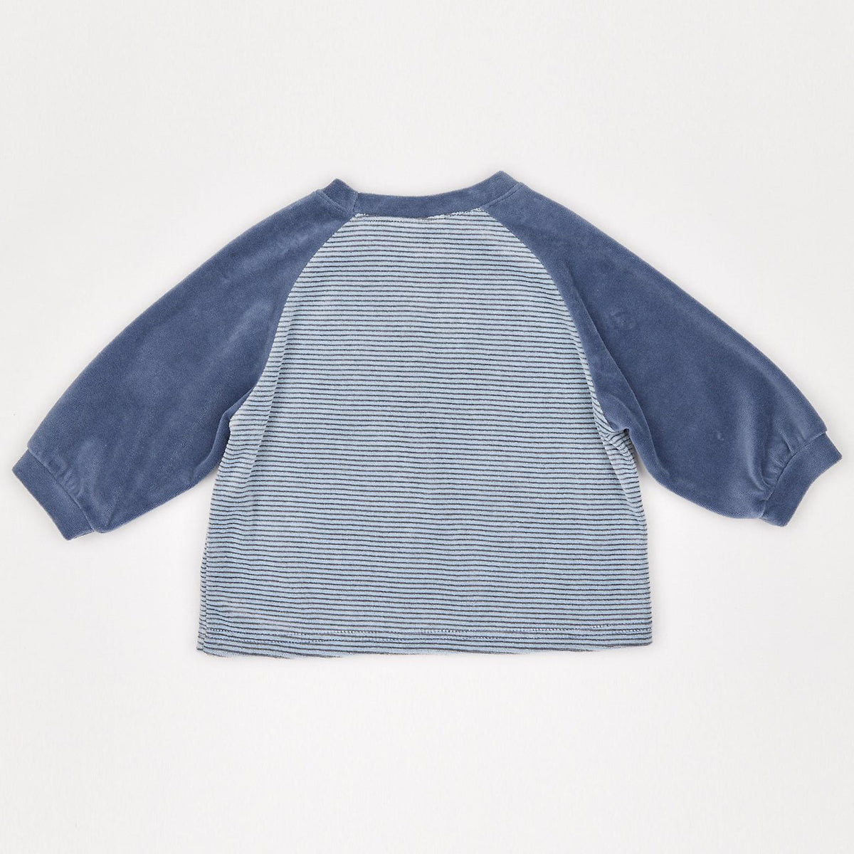 Kids W26 Stripe Velour Long Sleeve Raglan Top (1-7y) - Blue kids outfit