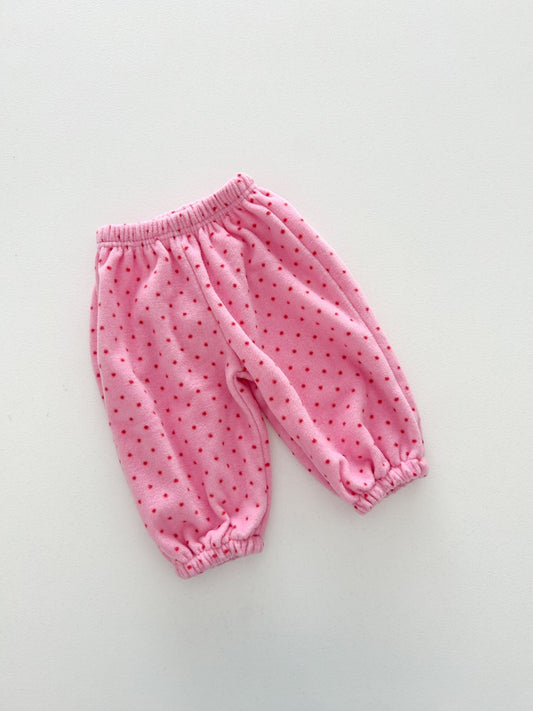 Kids W26 Warm Polka Dot Fleece Jogger Pants (10m-8y) - Pink kids outfit