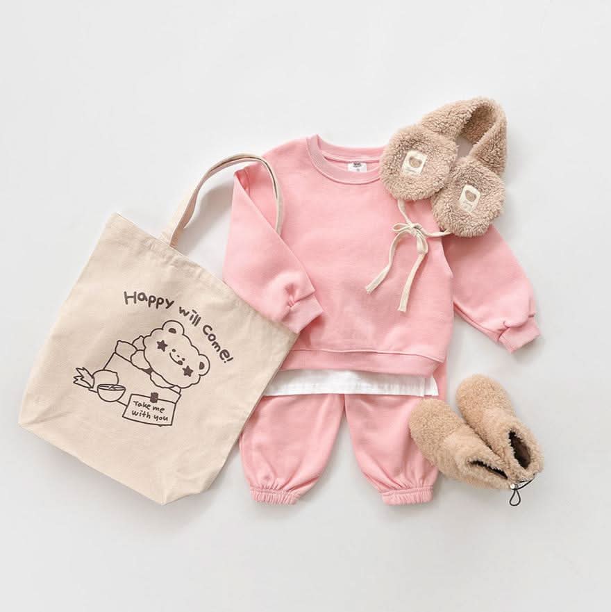 Kids Warm Brushed Fabric Basic Sweatshirt and Jogger Set (2 - 8y) - 8 Colors kids outfit