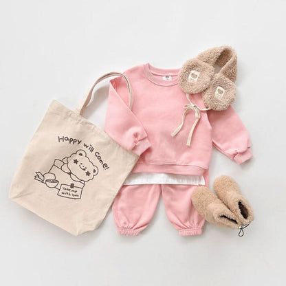 Kids Warm Brushed Fabric Basic Sweatshirt and Jogger Set (2 - 8y) - 8 Colors kids outfit