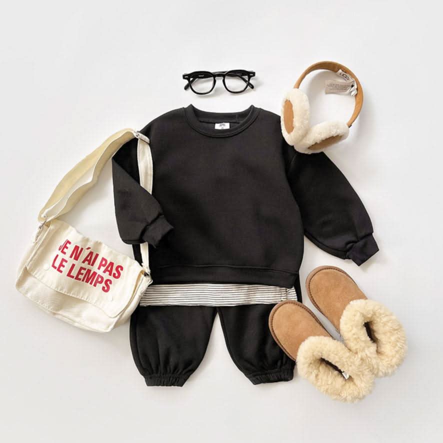 Kids Warm Brushed Fabric Basic Sweatshirt and Jogger Set (2 - 8y) - 8 Colors kids outfit