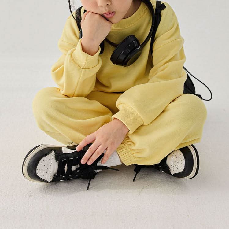 Kids Warm Brushed Fabric Basic Sweatshirt and Jogger Set (2 - 8y) - 8 Colors kids outfit