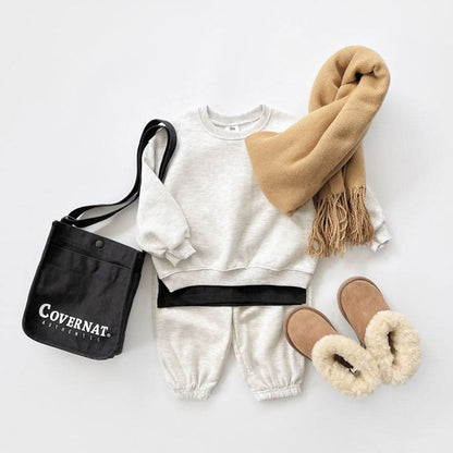 Kids Warm Brushed Fabric Basic Sweatshirt and Jogger Set (2 - 8y) - 8 Colors kids outfit