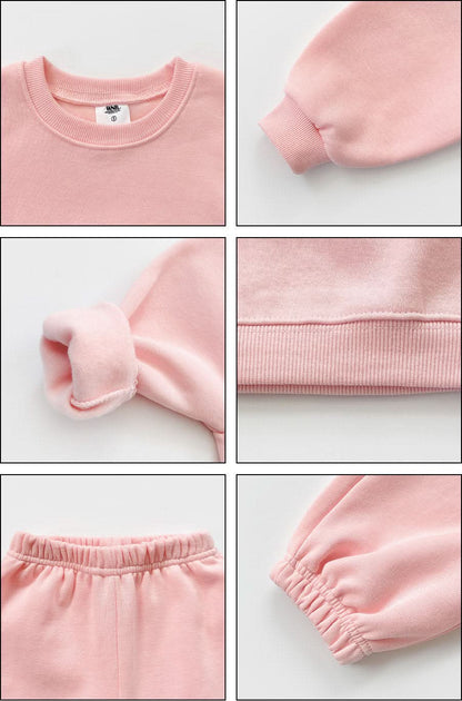 Kids Warm Brushed Fabric Basic Sweatshirt and Jogger Set (2 - 8y) - 8 Colors kids outfit