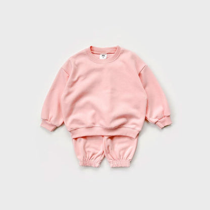 Kids Warm Brushed Fabric Basic Sweatshirt and Jogger Set (2 - 8y) - 8 Colors kids outfit