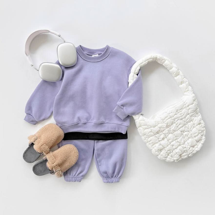 Kids Warm Brushed Fabric Basic Sweatshirt and Jogger Set (2 - 8y) - 8 Colors kids outfit