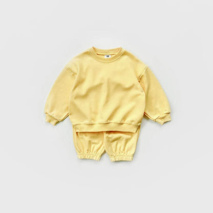 Kids Warm Brushed Fabric Basic Sweatshirt and Jogger Set (2 - 8y) - 8 Colors kids outfit