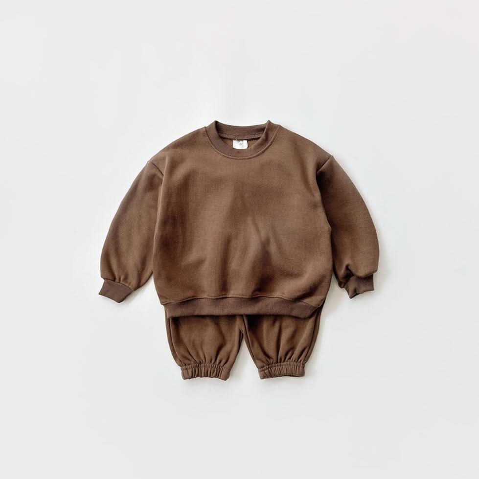 Kids Warm Brushed Fabric Basic Sweatshirt and Jogger Set (2 - 8y) - 8 Colors kids outfit