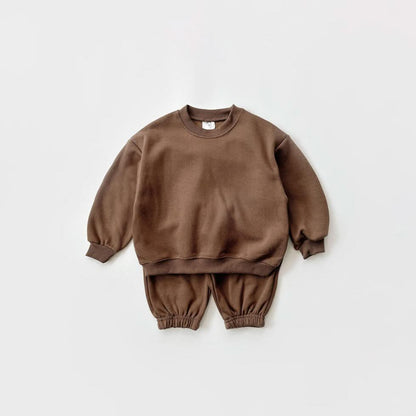 Kids Warm Brushed Fabric Basic Sweatshirt and Jogger Set (2 - 8y) - 8 Colors kids outfit