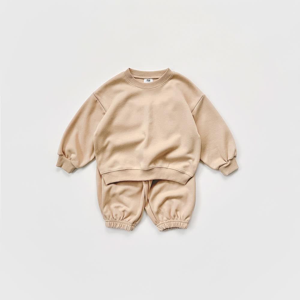 Kids Warm Brushed Fabric Basic Sweatshirt and Jogger Set (2 - 8y) - 8 Colors kids outfit