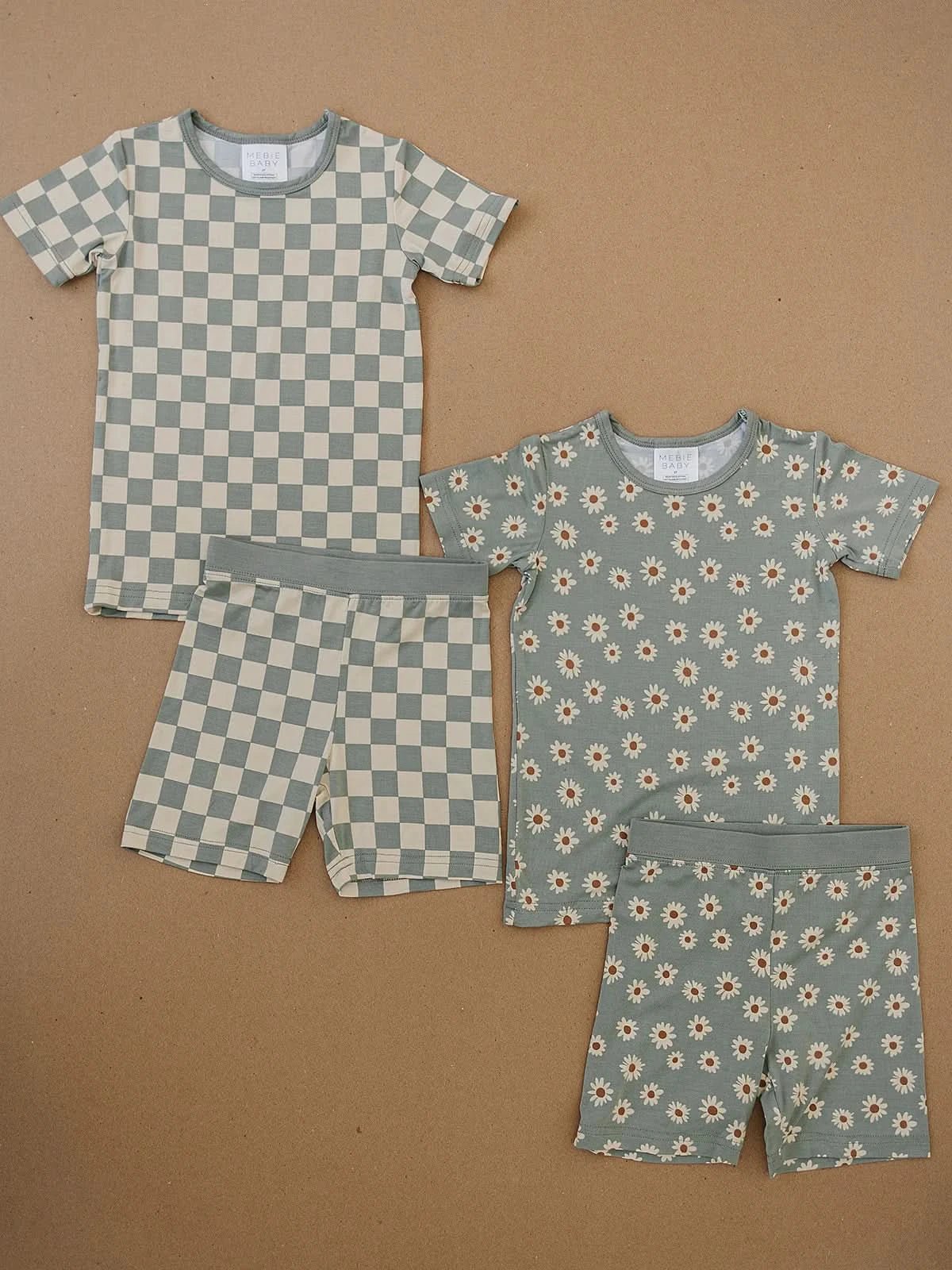 Light Green Daisy Bamboo Cozy Short Set (2T - 6Y) kids outfit