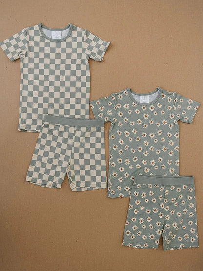 Light Green Daisy Bamboo Cozy Short Set (2T - 6Y) kids outfit