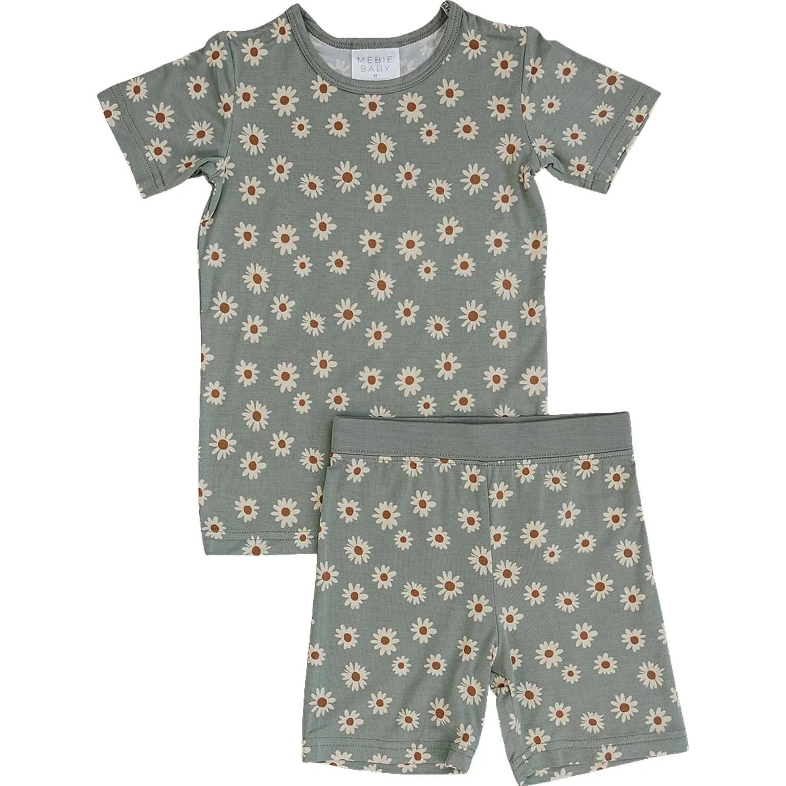Light Green Daisy Bamboo Cozy Short Set (2T - 6Y) kids outfit