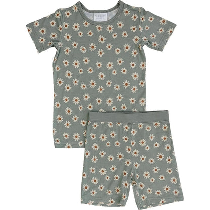 Light Green Daisy Bamboo Cozy Short Set (2T - 6Y) kids outfit