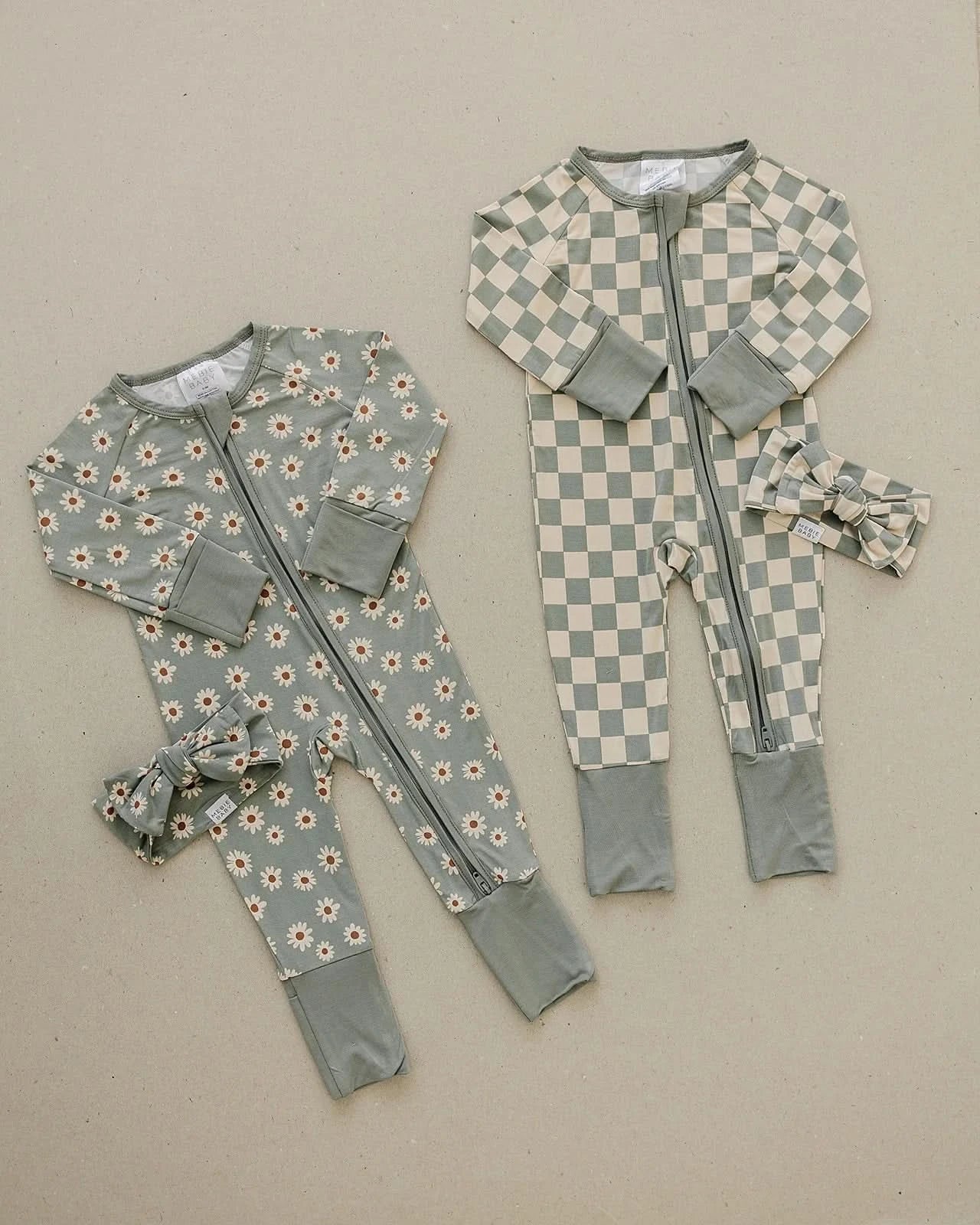 Light Green Daisy Bamboo Zipper (0 - 18m) kids outfit