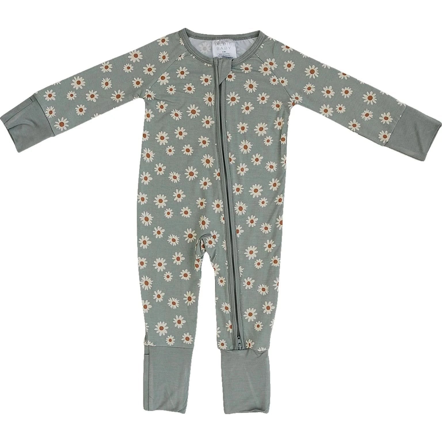 Light Green Daisy Bamboo Zipper (0 - 18m) kids outfit
