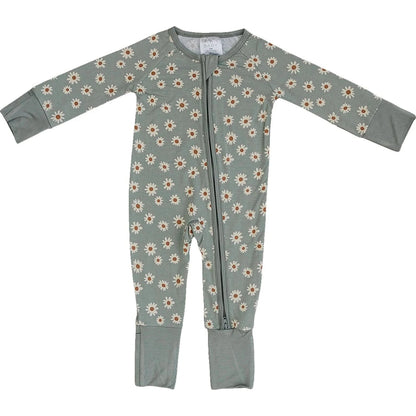 Light Green Daisy Bamboo Zipper (0 - 18m) kids outfit