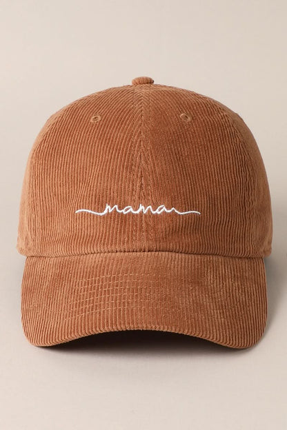 MAMA Embroidered Corduroy Baseball Cap - 7 Colors kids outfit